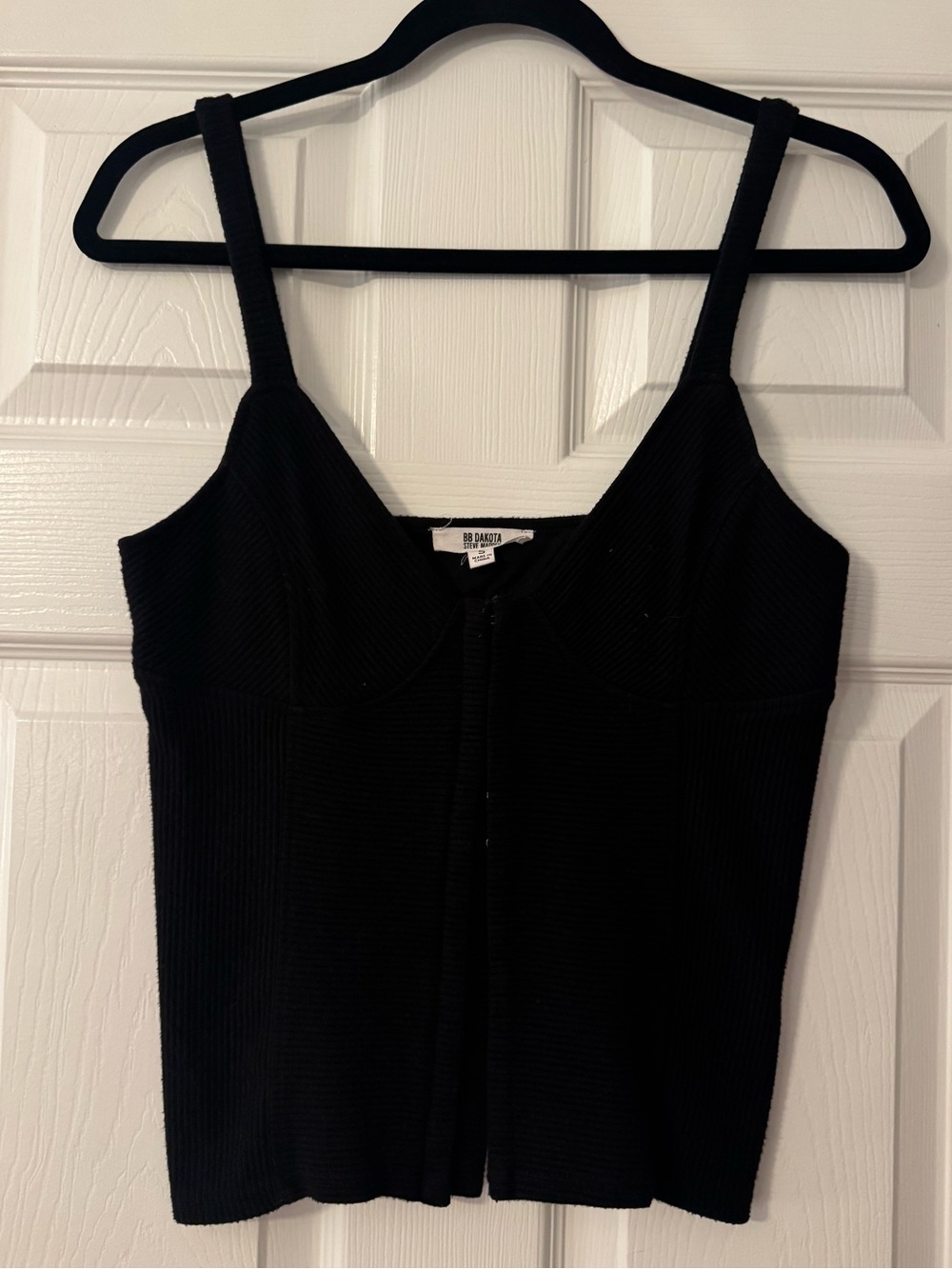 BB Dakota Black Ribbed Corset Front Cami